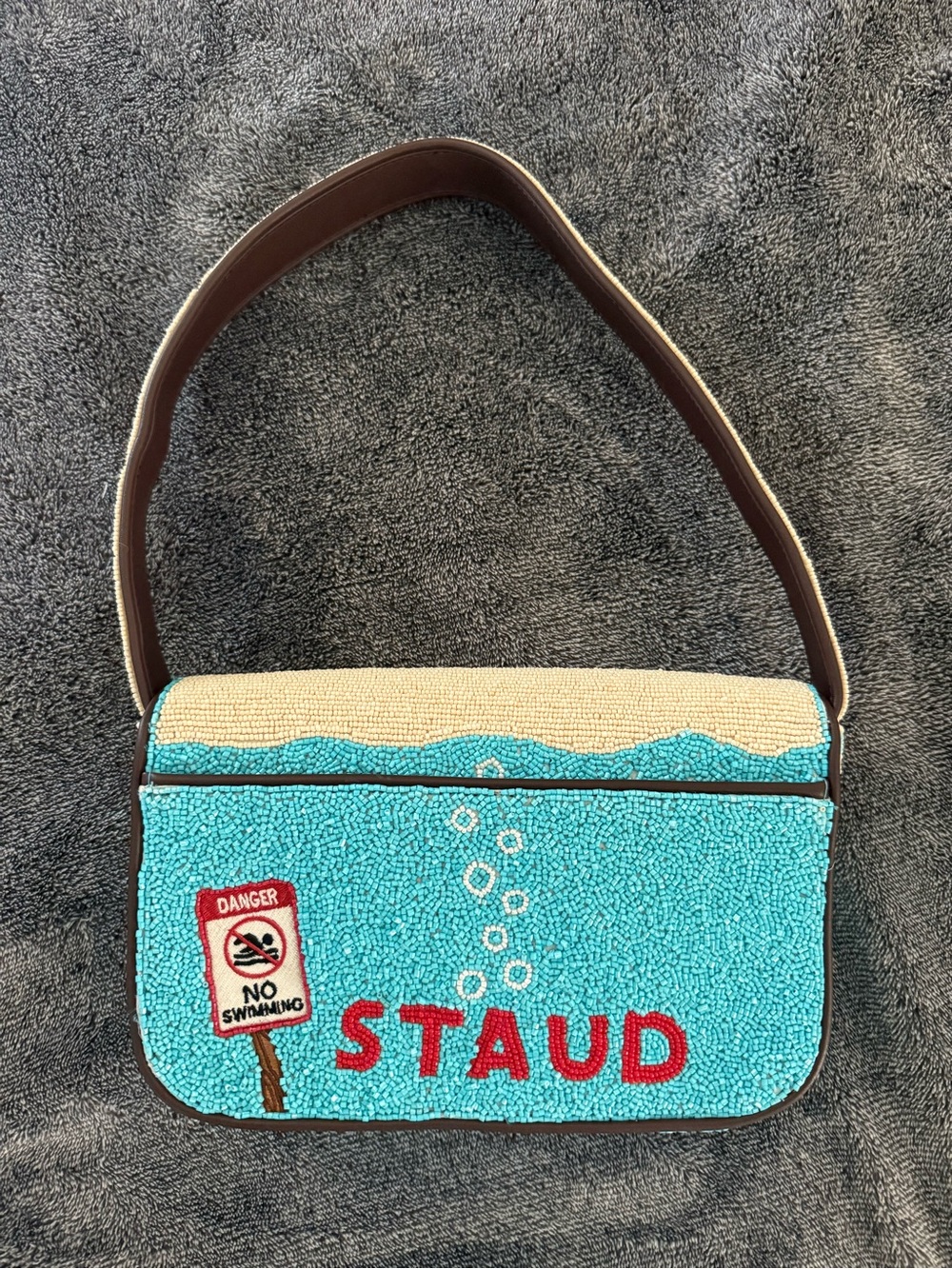 LIKE NEW STAUD Tommy Beaded Bag, Great White Shark - Picture 6 of 10